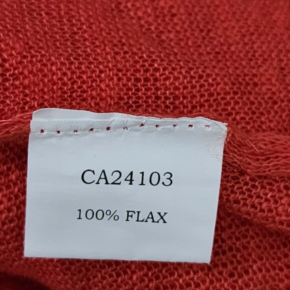 Red Coral Orange 100% Linen Floral Mesh Panel Open Cardigan - Picture 7 of 7